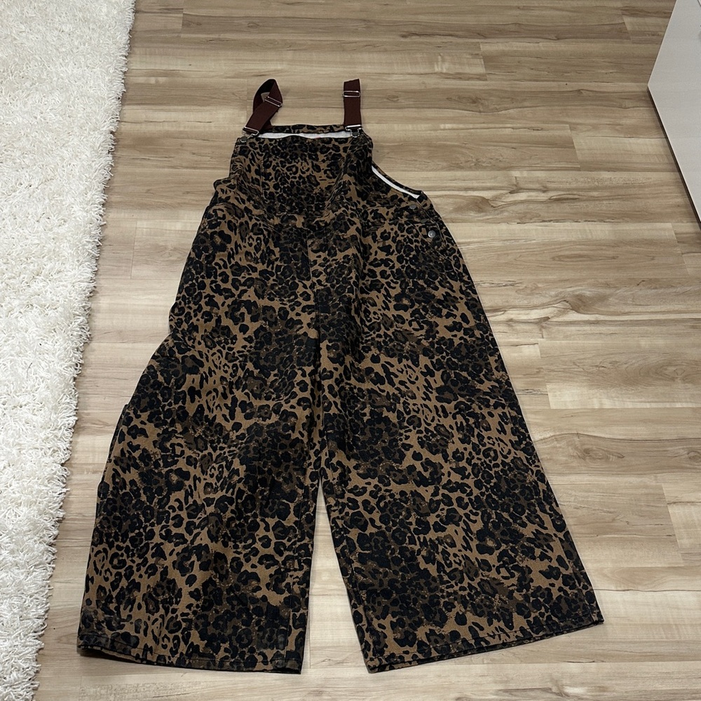 Cider Brown and Black Leopard Print Jumpsuit Romper